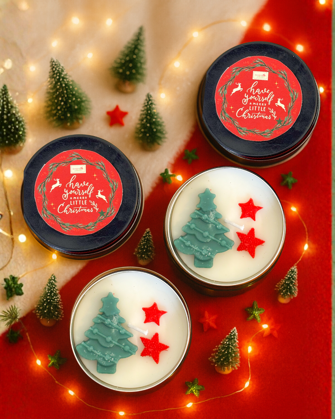 Xmas Tree Tin Candle- Set of 2